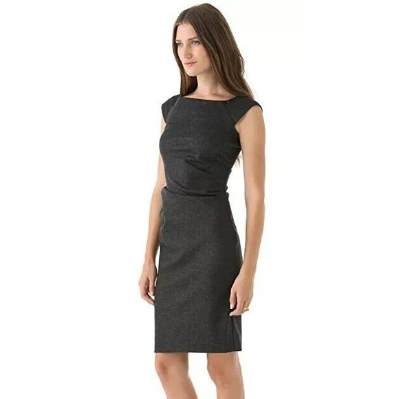 Diane von Furstenberg Sheath Dress Wool Felted Jersey Gray Quiet Luxury XXS - Picture 1 of 16
